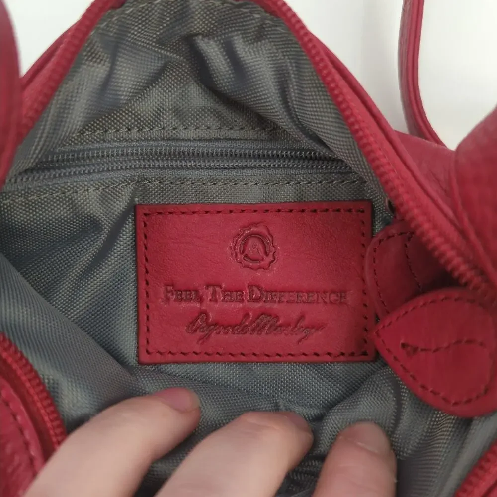 Osgoode Marley Bag Red Crossbody Leather Leaf Artisan